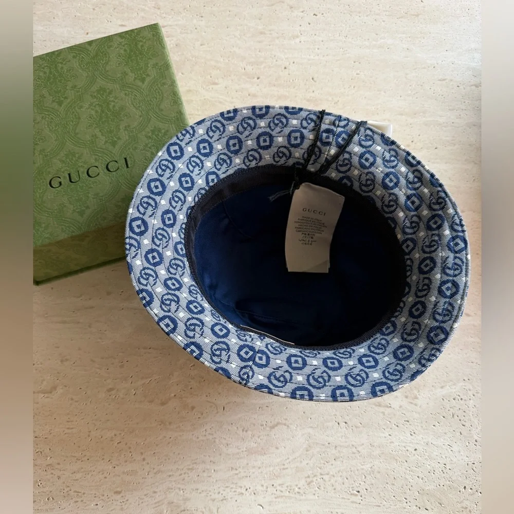 NWT GUCCI Kids All-Over GG-Pattern Sun Hat Sz XS / 50cm 💙🎈❤️